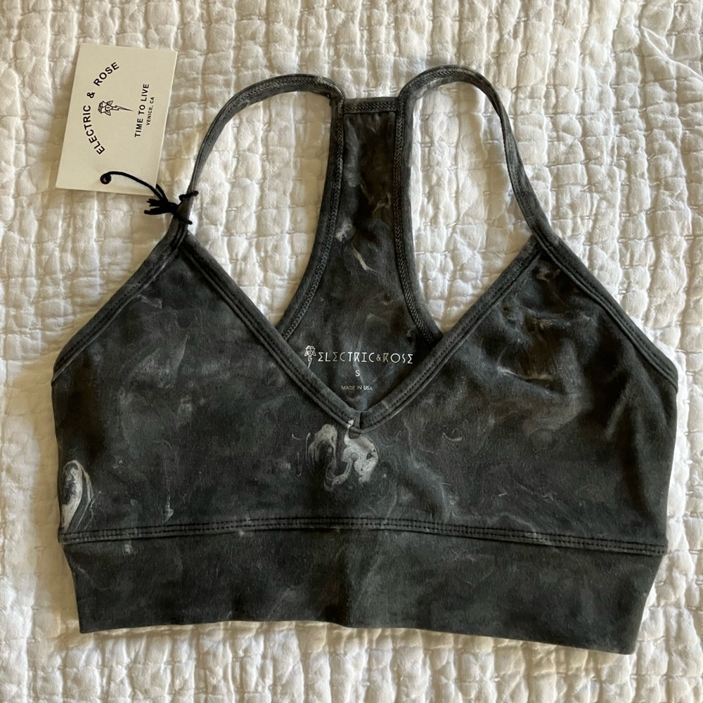 Electric & Rose racerback yoga bra grey tie dye size small